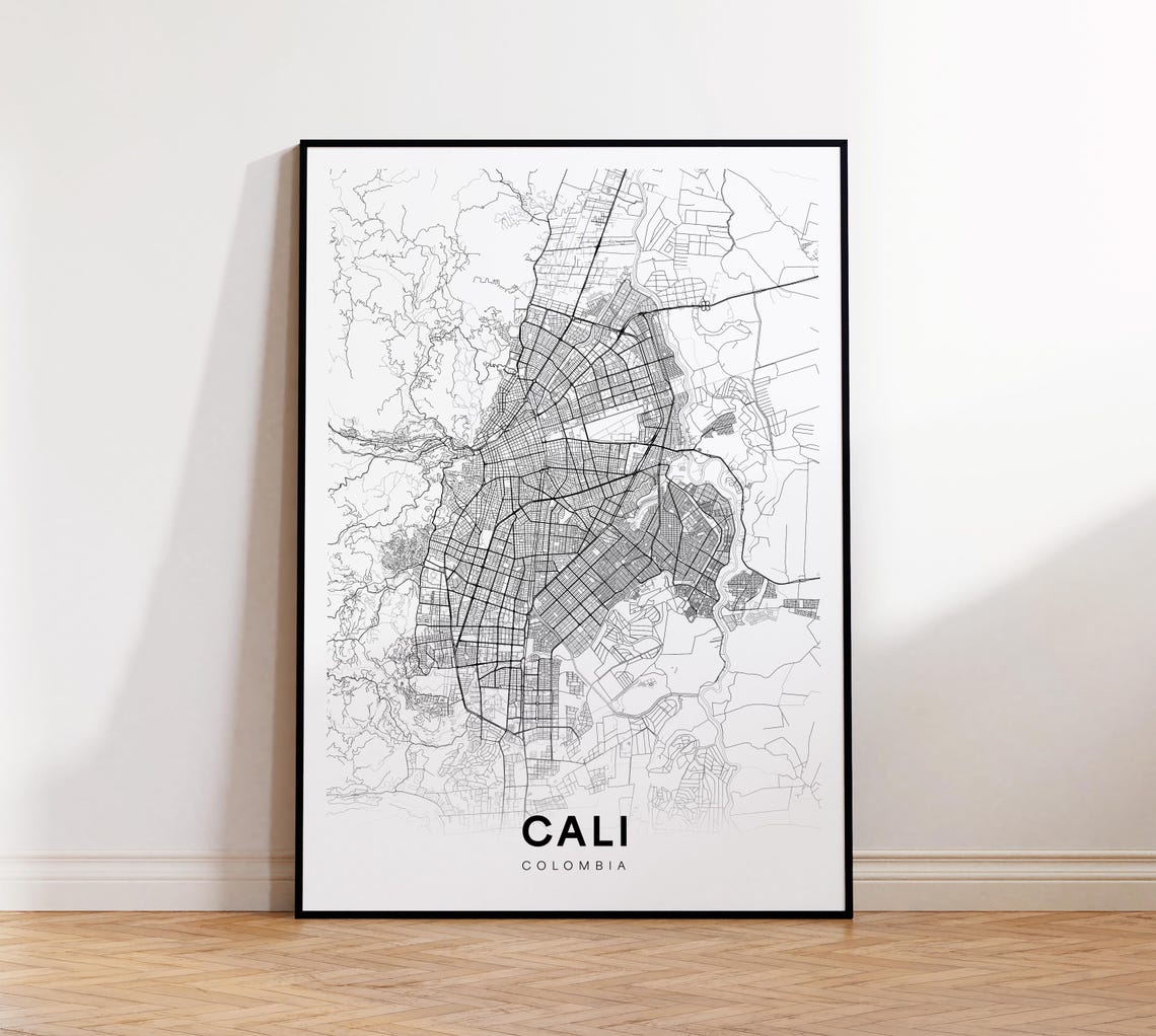 Cali City Map Print Poster Colombia Art Street Road Home Office Decor Wall
