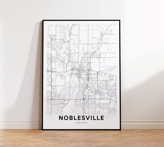 Noblesville City Map Print Street Poster Indiana Art Road Wall Office Decor
