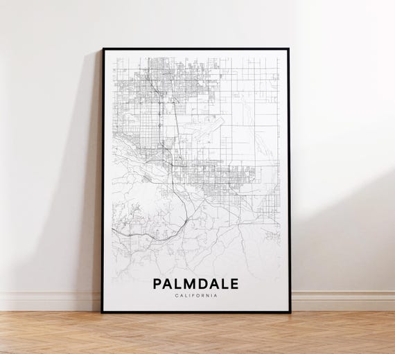 Palmdale City Map Print Street Poster Art Road Wall Living Room Decor