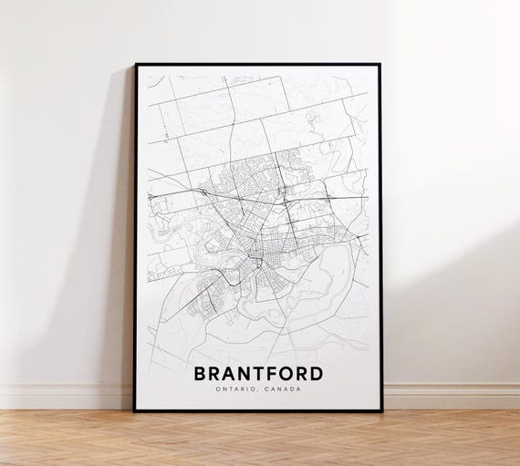 Brantford City Map Print Street Poster Ontario Decor Road Wall Art Living Room
