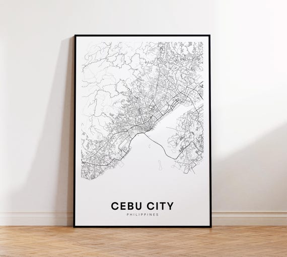 Cebu City Map Print Poster Philippines Art Street Road Wall