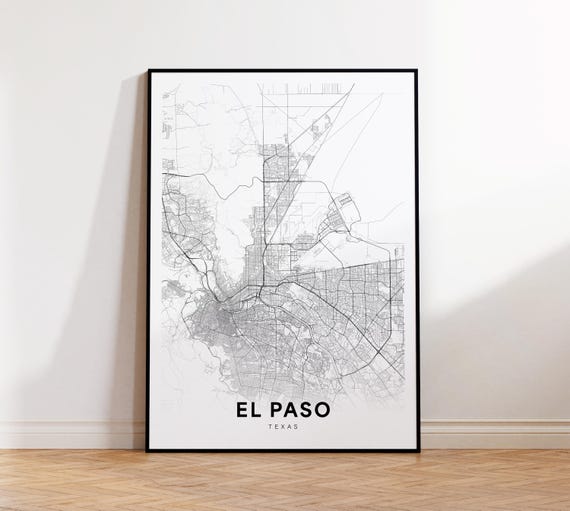 El Paso Tx City Map Street Texas Usa Poster Modern Road Minimalist Decor
