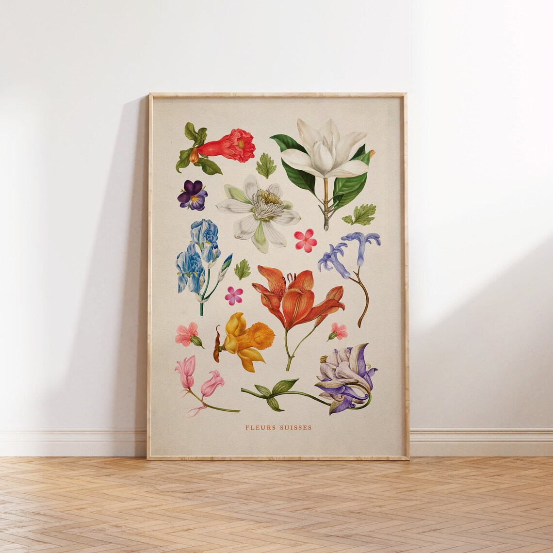 Vintage Fleurs Suisses Illustration Poster Print