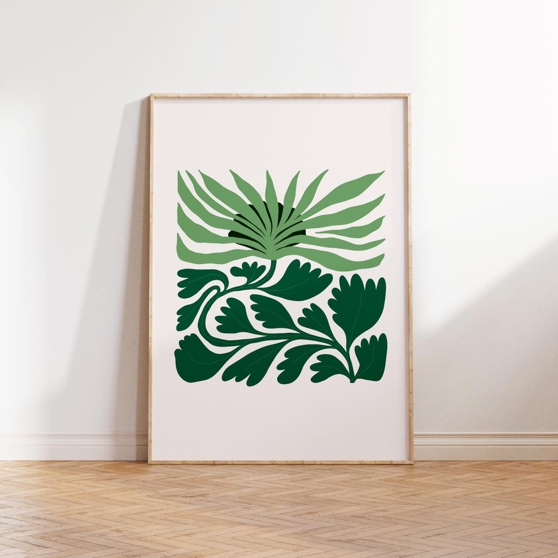 Green Tropical Botanical Foliage Modern Leaf Abstract Art Poster