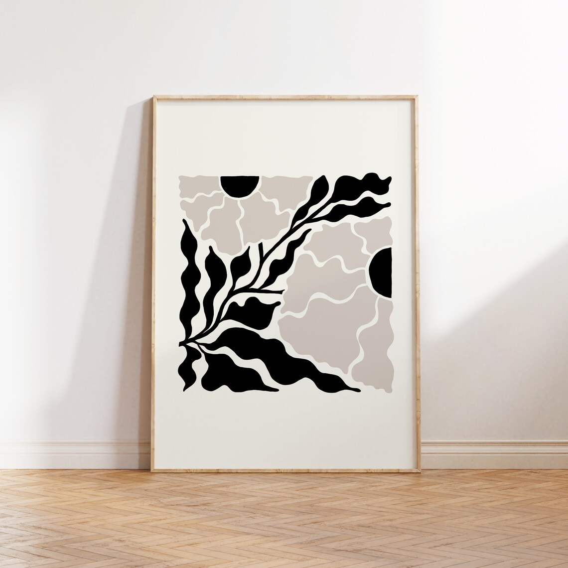 Dark Flowers Black And White Abstract Botanical Art Print