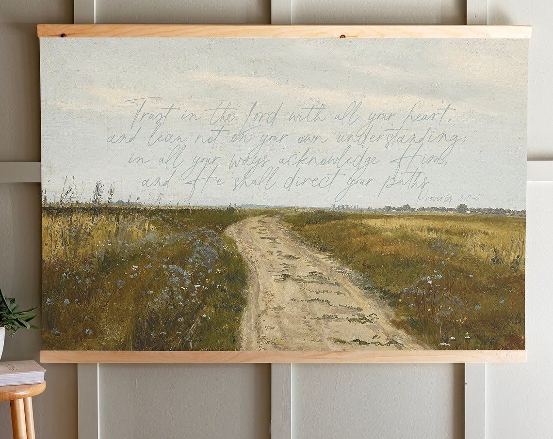 Christian Wall Art Trust In The Lord With All Your Heart Vintage Tapestry Proverbs 35 Scripture Art Scripture Tapestry 179 - Image 3