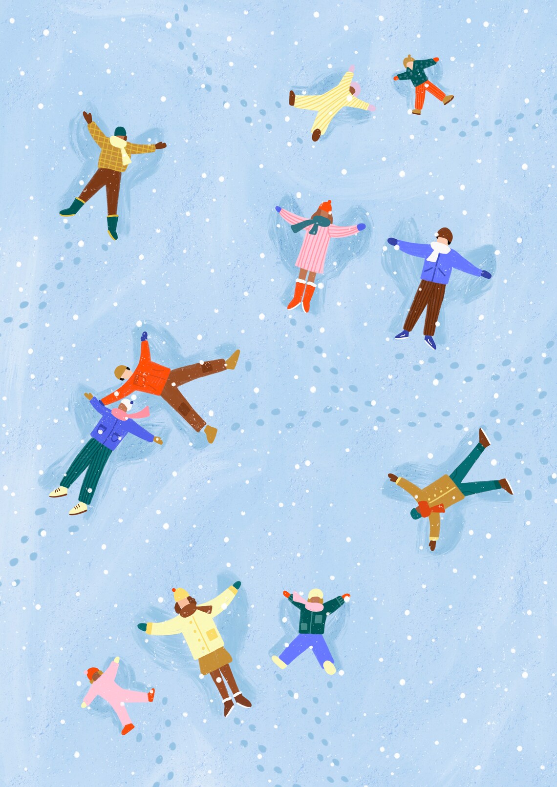 Snow Angels Winter Art Print, Christmas Illustration - Image 2