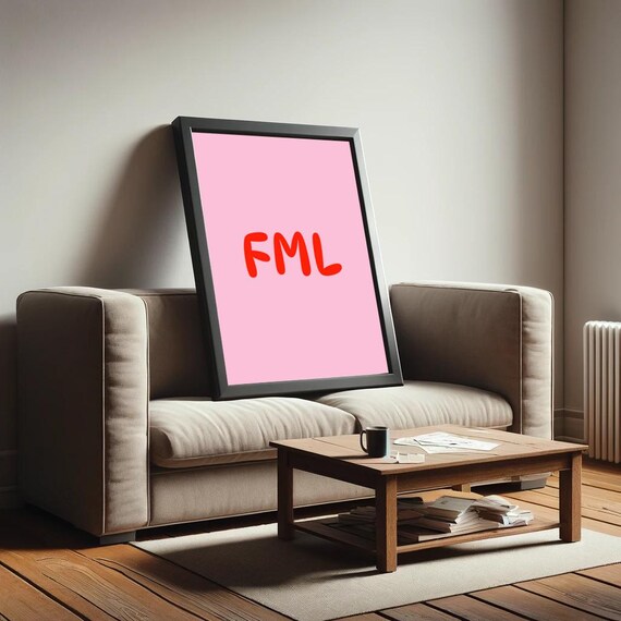 Fuck My Life Poster Funny Saying Retro Red And Pink Wall Art Fml