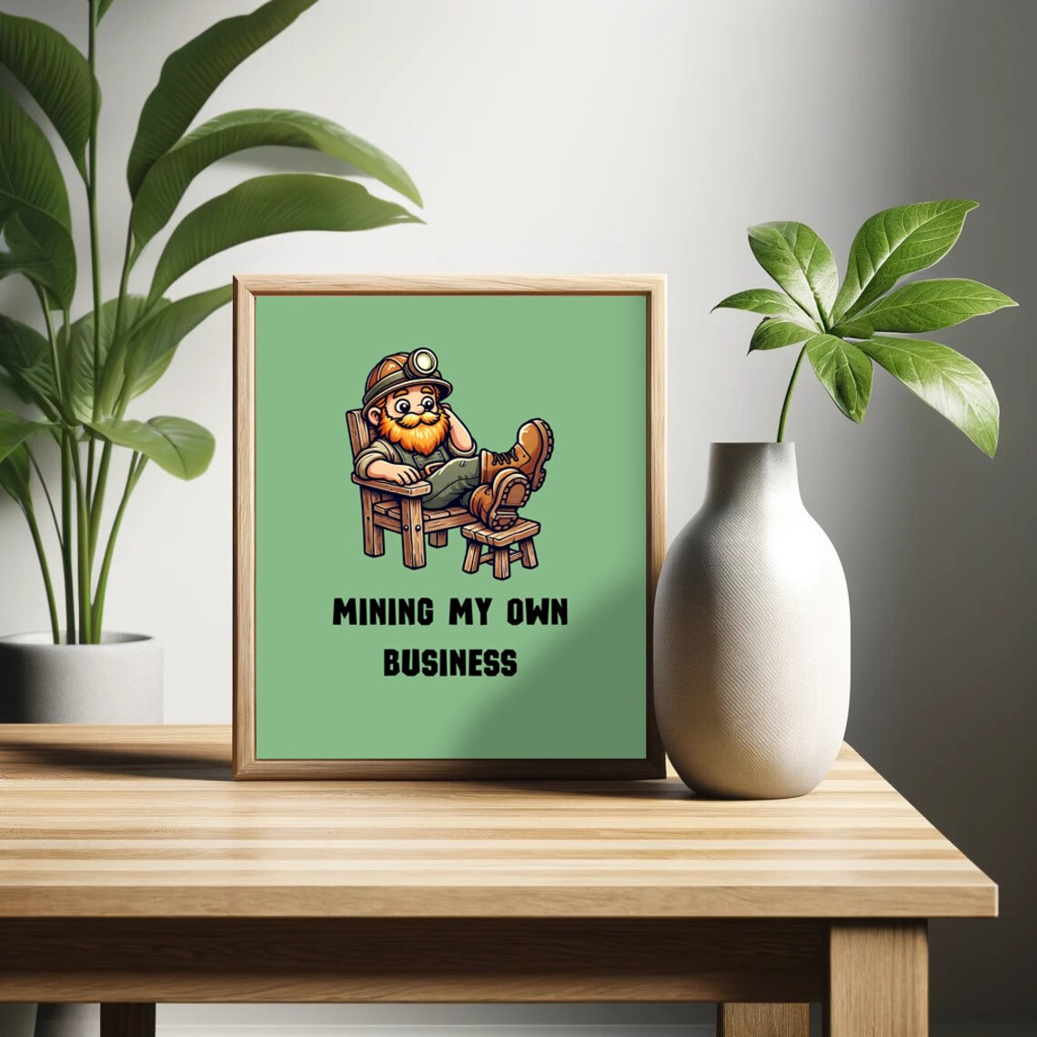 Mining My Own Business Cartoon Dwarf Miner Funny Wall Poster - Image 2