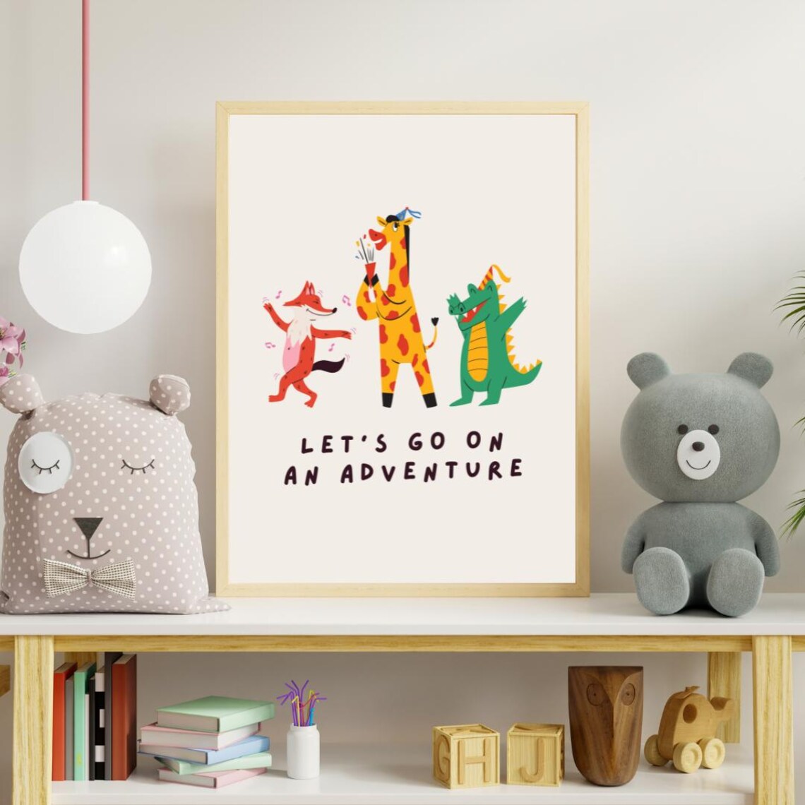 Adventure Animals Nursery Print Giraffe Fox Alligator