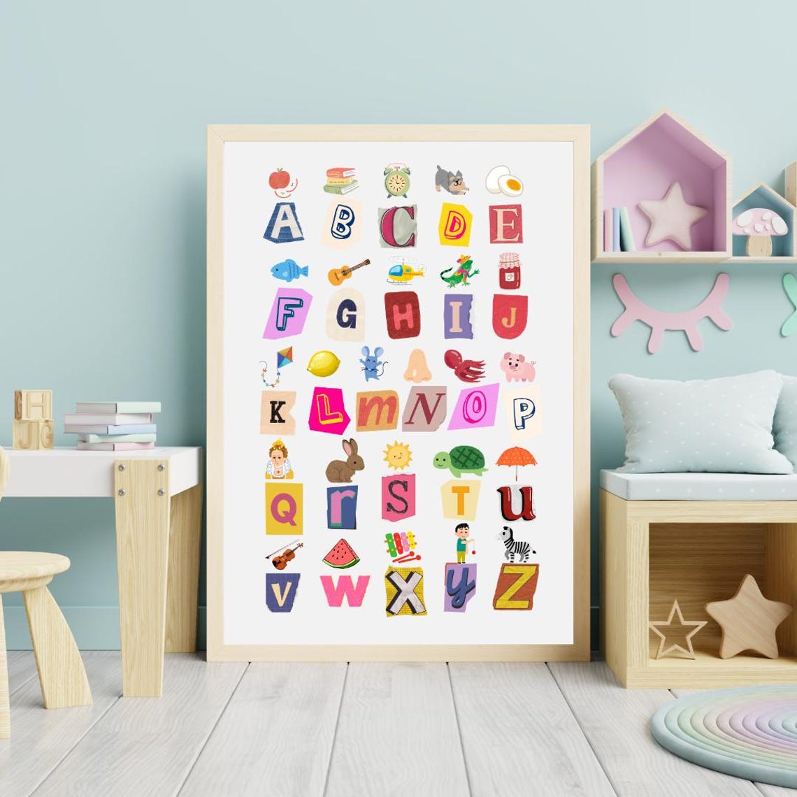 Abc Alphabet Poster Kids Learning Wall Art