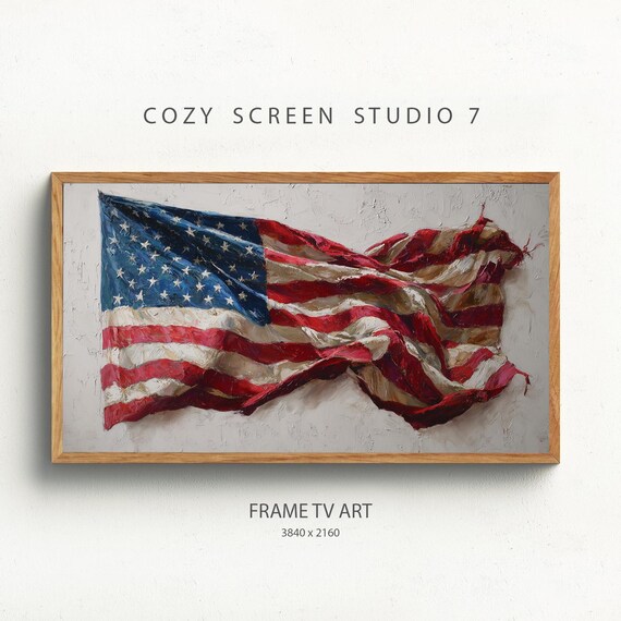 Flag Frame Tv Art 4th Of July Painting