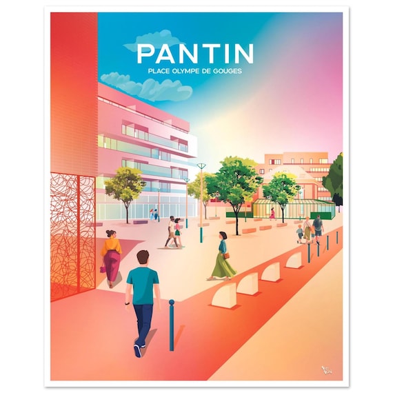 Pantin Place Olympe De Gouges Colorful Street Travel Art Poster