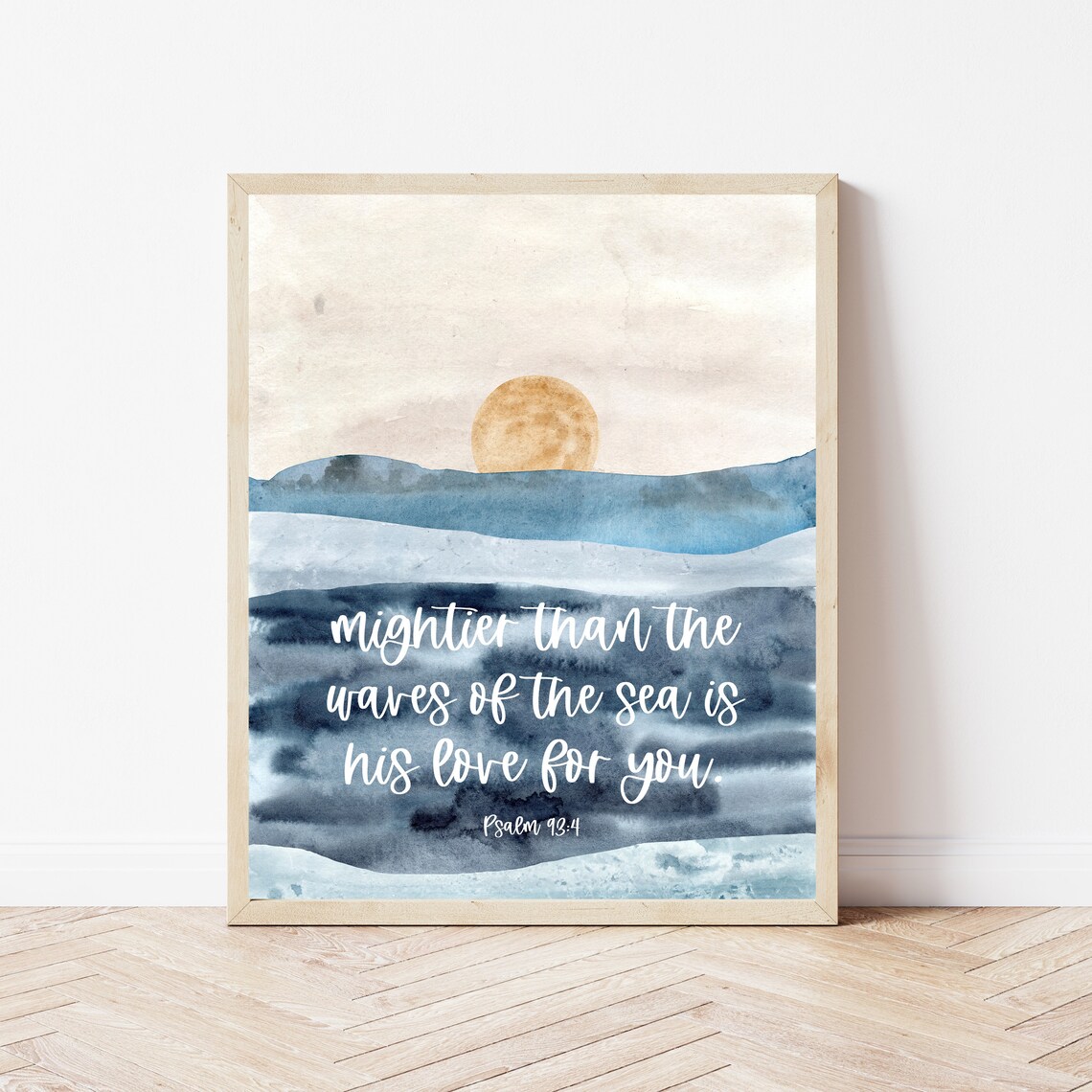 Psalm 934 Ocean Bible Verse Wall Art Beach Scripture Sign House Decor Nautical Nursery Christian Print