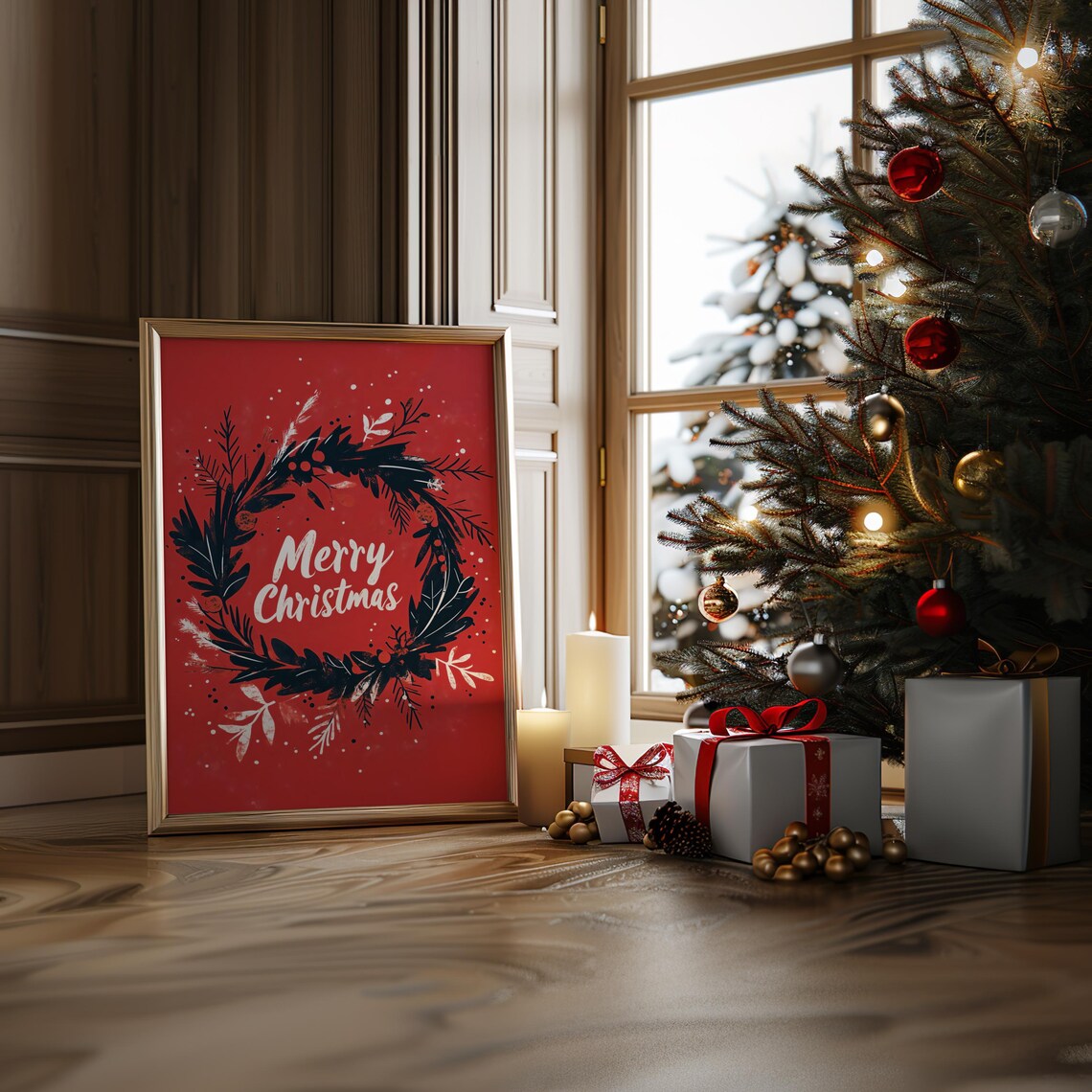 Weihnachtskranz Minimalistisch, Christmas Poster Print - Image 4