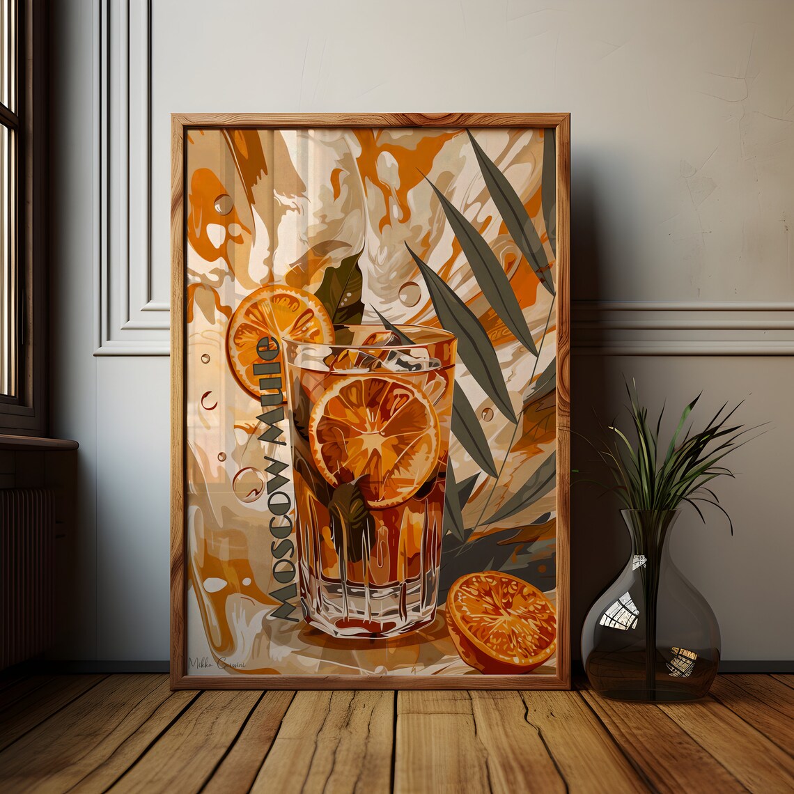 Moscow Mule Retro Cocktail Poster, Housewarming Gift