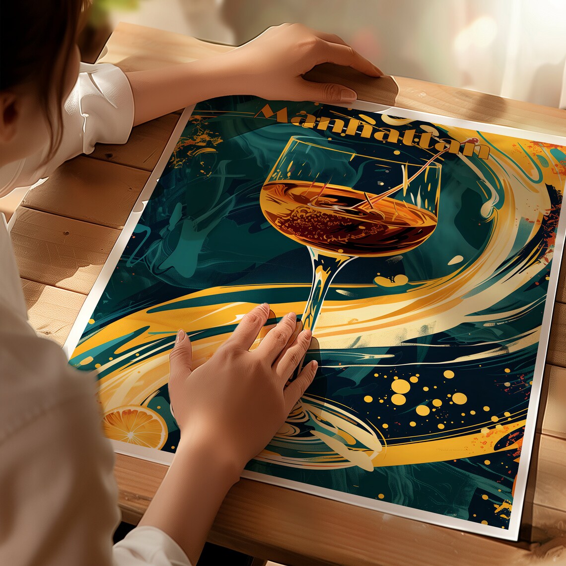 Classic Cocktails Manhattan Art Print, Bar Decor - Image 3