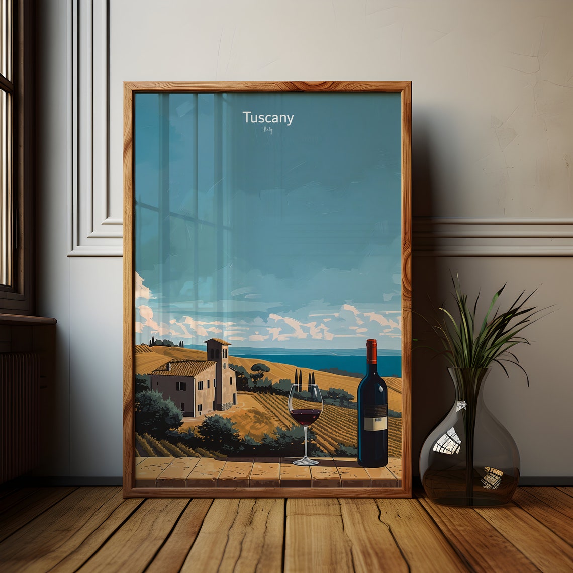 Toskana Poster, Italienischer Kunstdruck, Weingeschenk