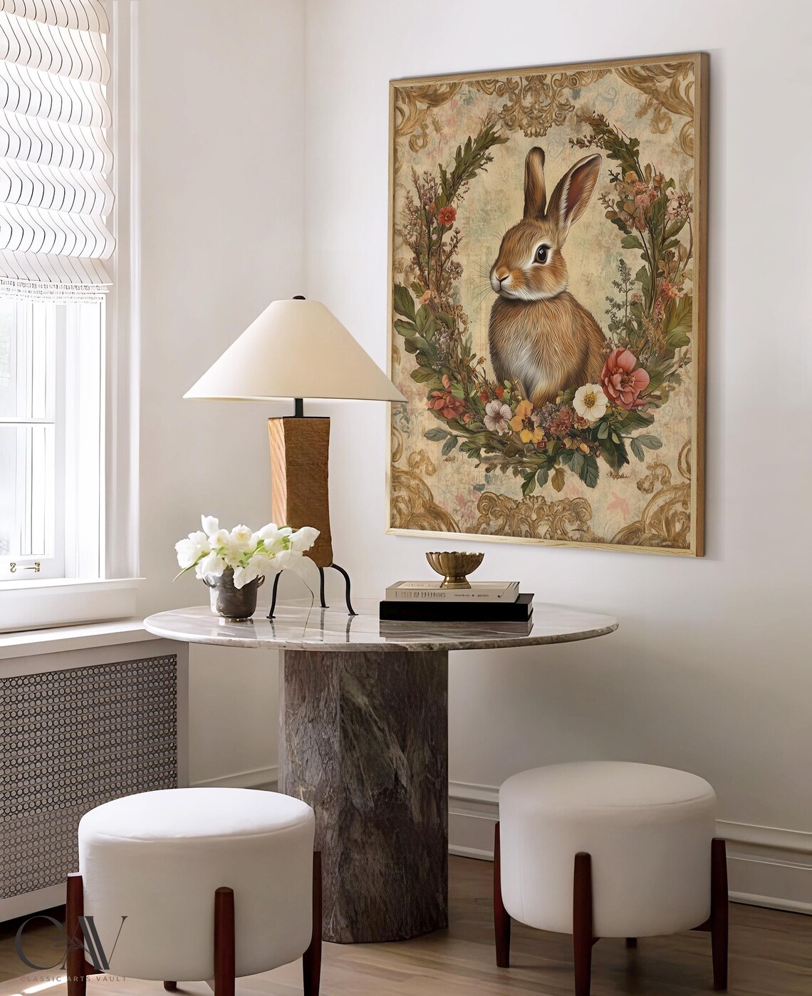 Vintage Rabbit Art Print, Cottagecore Garden Decor
