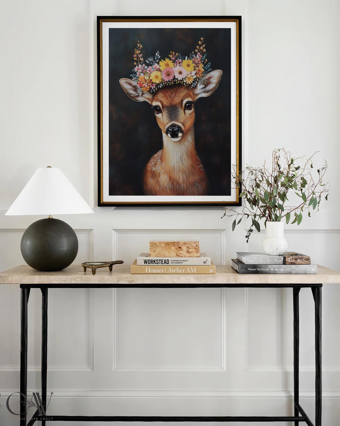 Deer Maximalist Eclectic Animal Portrait Art Print - Image 4