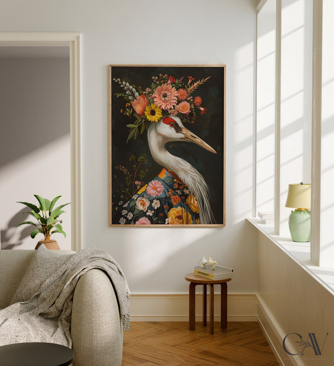 Crane Maximalist Eclectic Animal Portrait Art Print - Image 2