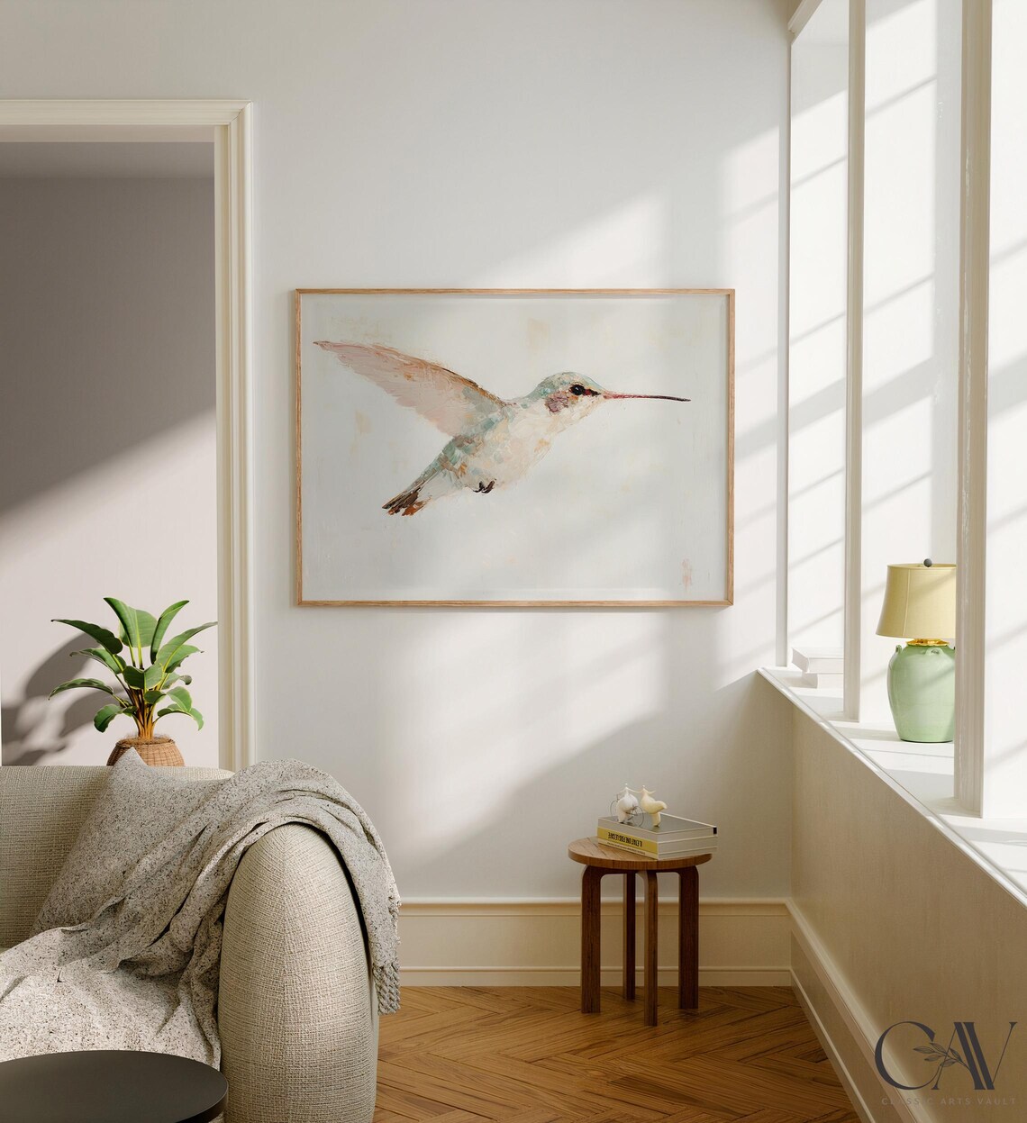 Hummingbird Art Print, Grandmillennial Vintage Style - Image 3