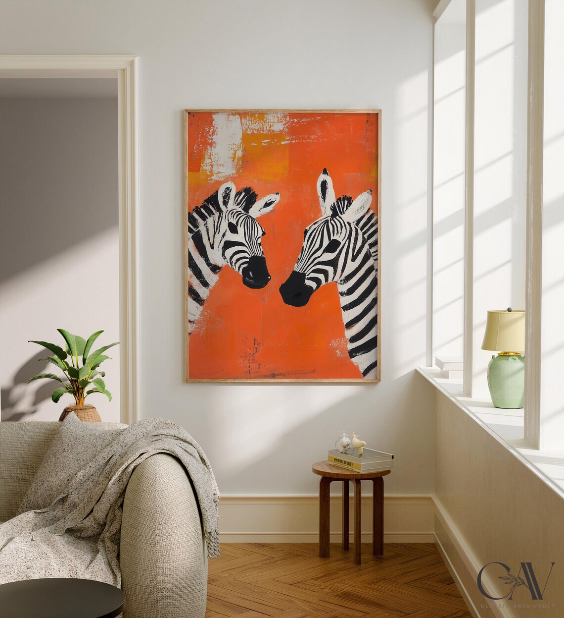 Zebra Pair Maximalist Eclectic Animal Portrait Print - Image 3