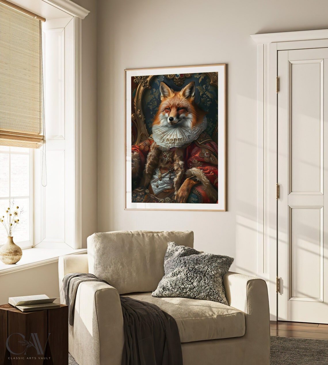 Noble Fox in Renaissance Ruff Collar Costume Portrait Poster - Image 3