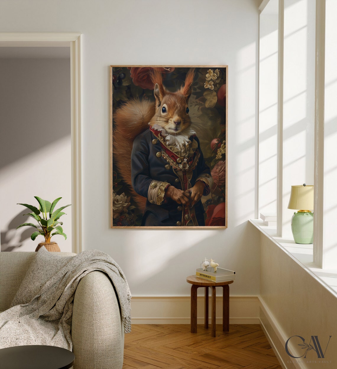Squirrel Royal Portrait Navy Military Coat Ruff Collar Wall Art - Image 2