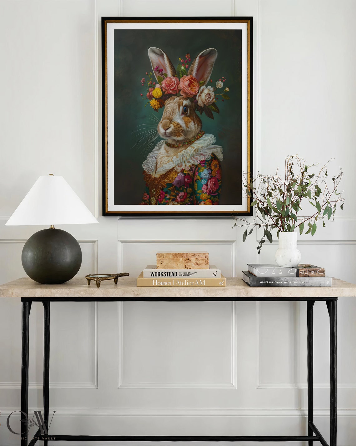 Rabbit Flower Crown Portrait Vintage Floral Dress Animal Poster - Image 4