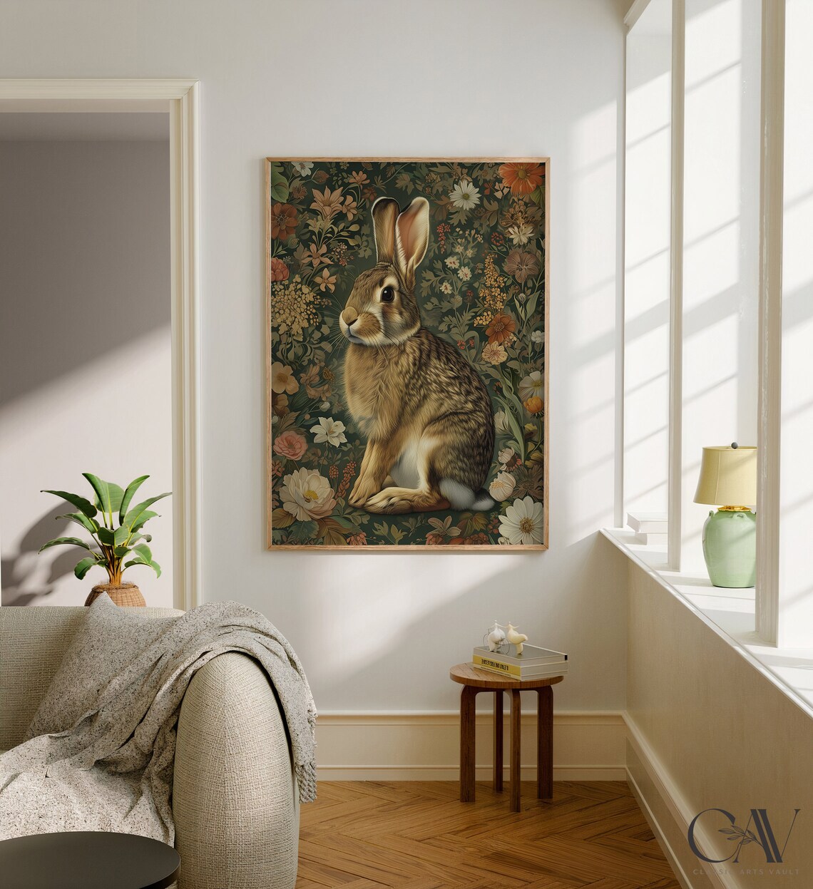 William Morris Inspired Rabbit Art Print - Image 2