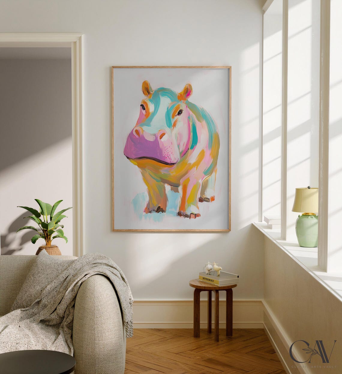 Colorful Hippo Modern Pop Art Wildlife Portrait Animal Poster - Image 2