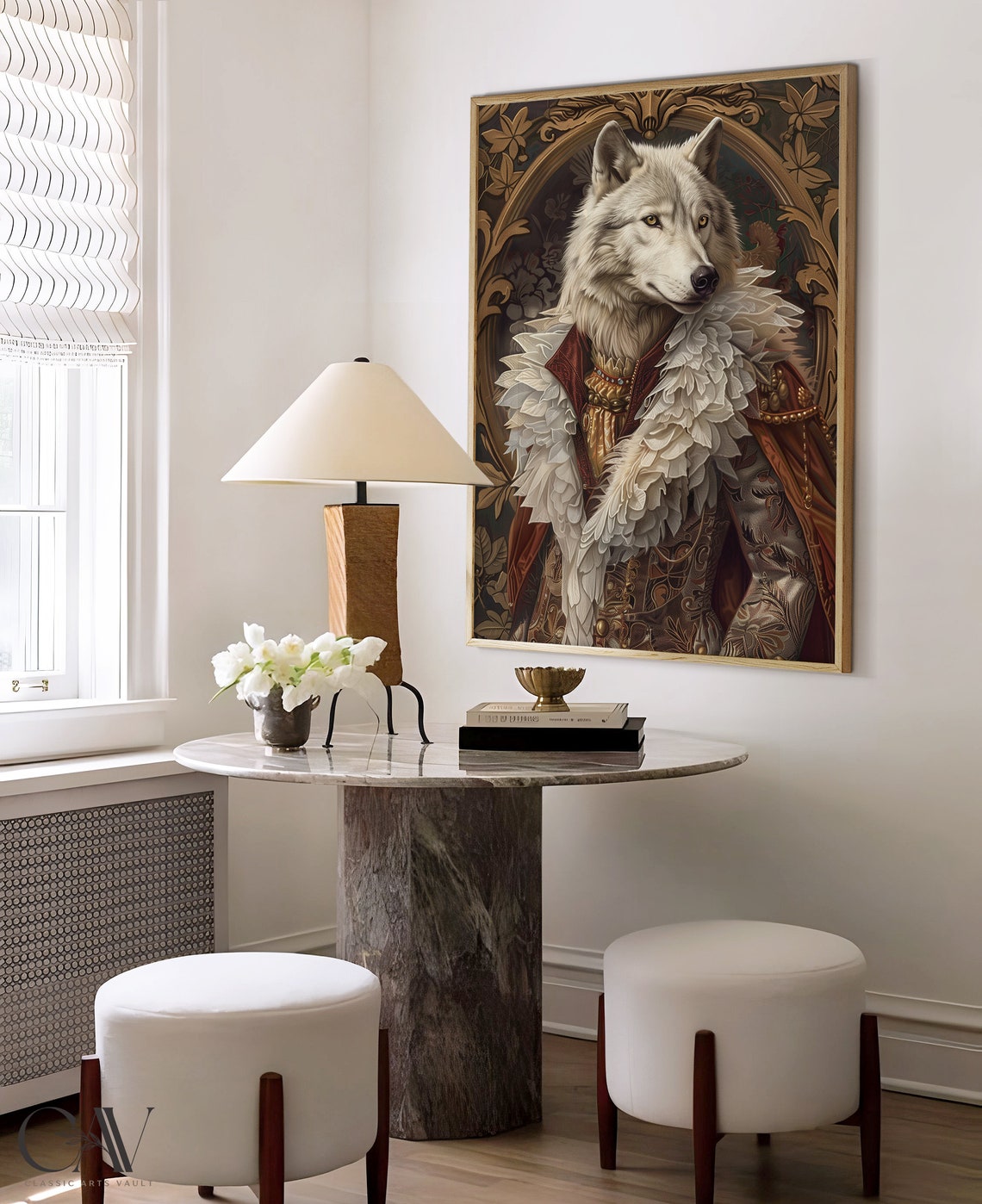 Noble White Wolf Royal Renaissance Aristocrat Portrait Animal Poster - Image 4