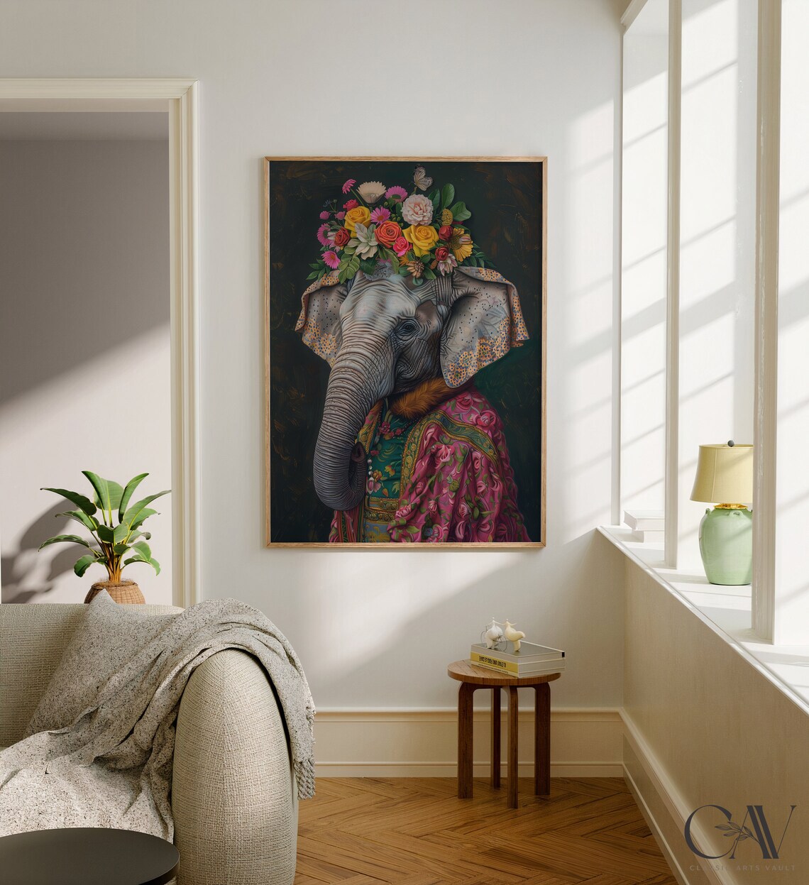 Elephant Maximalist Eclectic Animal Portrait Art Print - Image 3