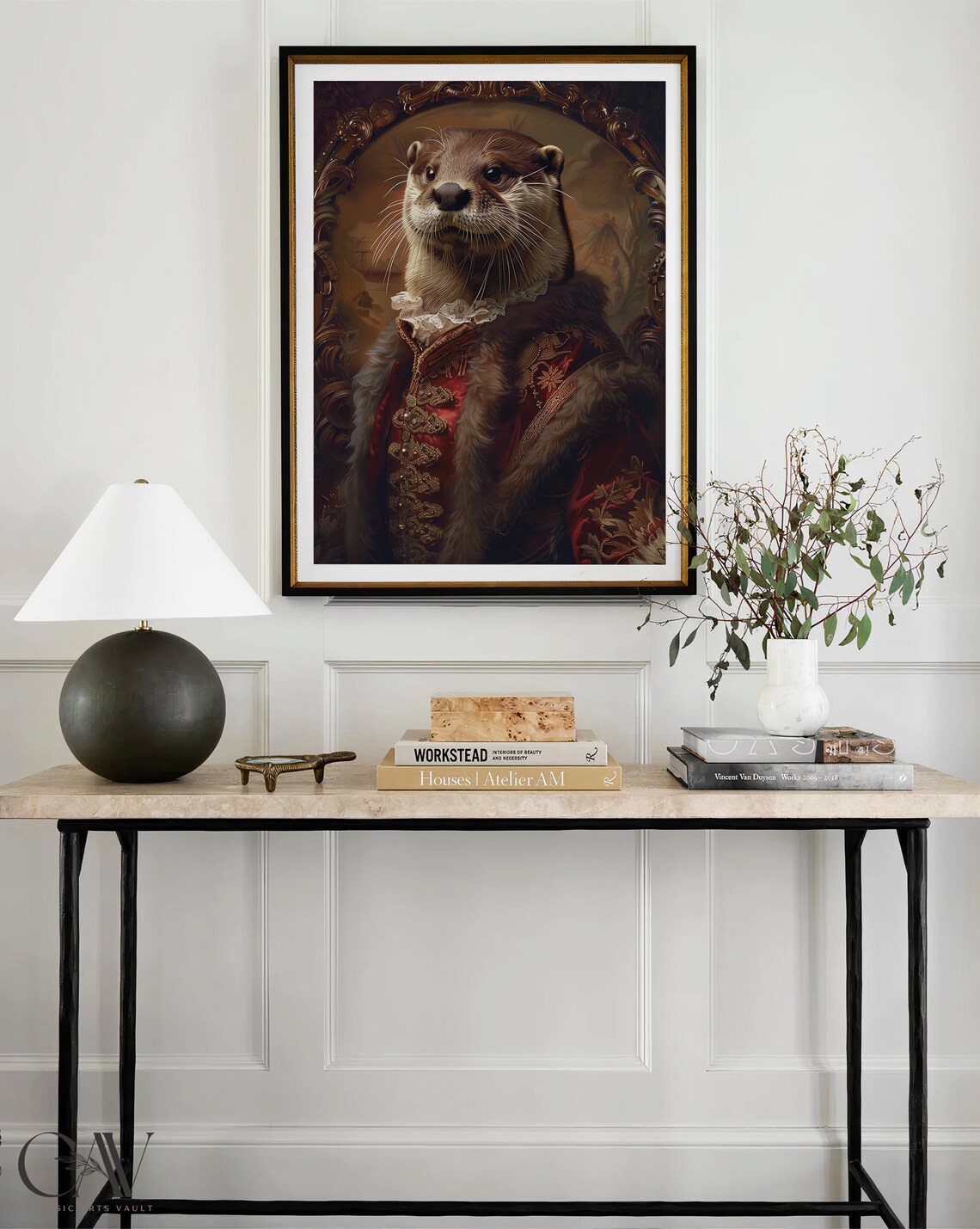 Otter in Royal Red Brocade Coat Grand Baroque Portrait Art Poster - Image 4