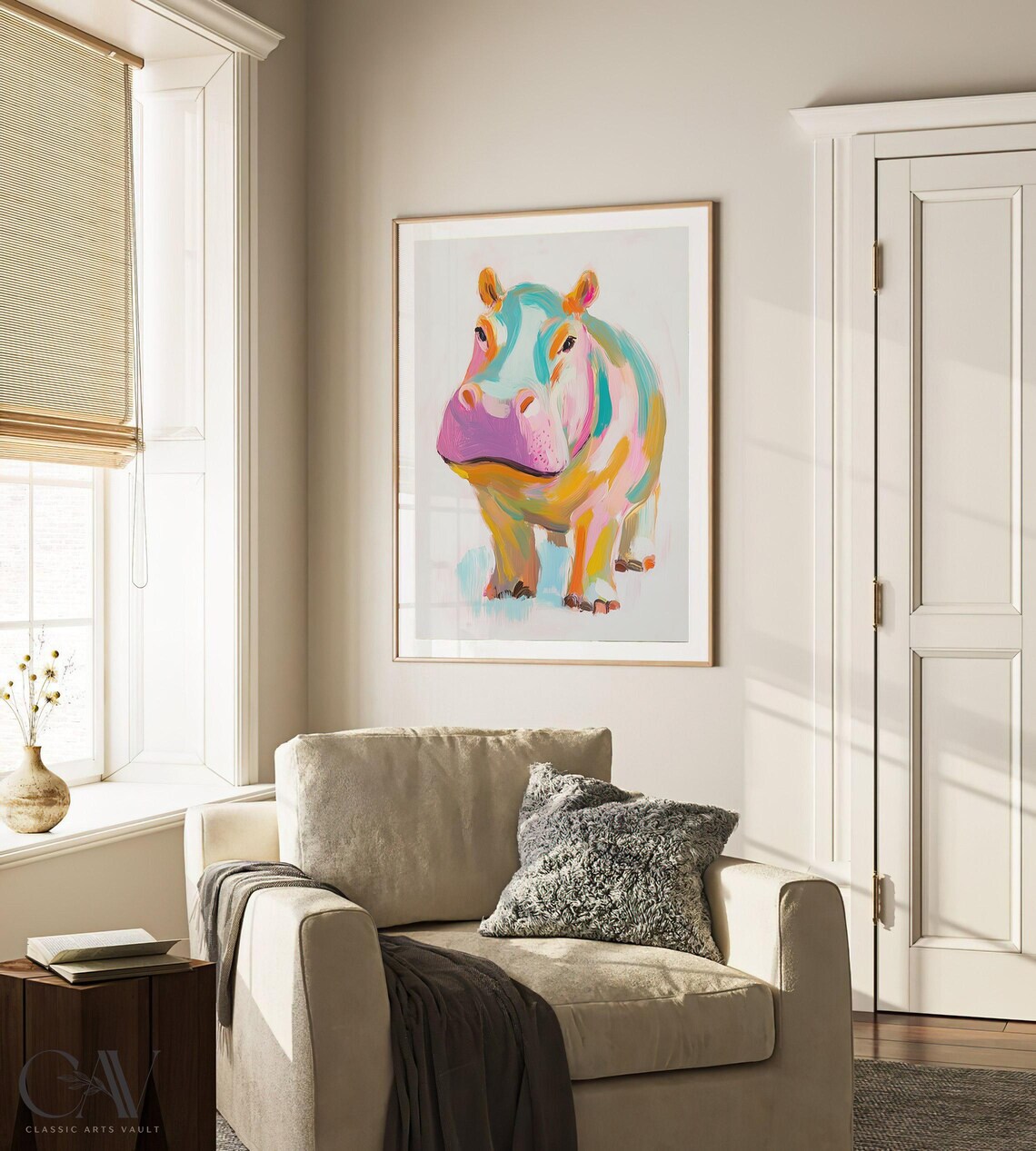 Colorful Hippo Modern Pop Art Wildlife Portrait Animal Poster - Image 3