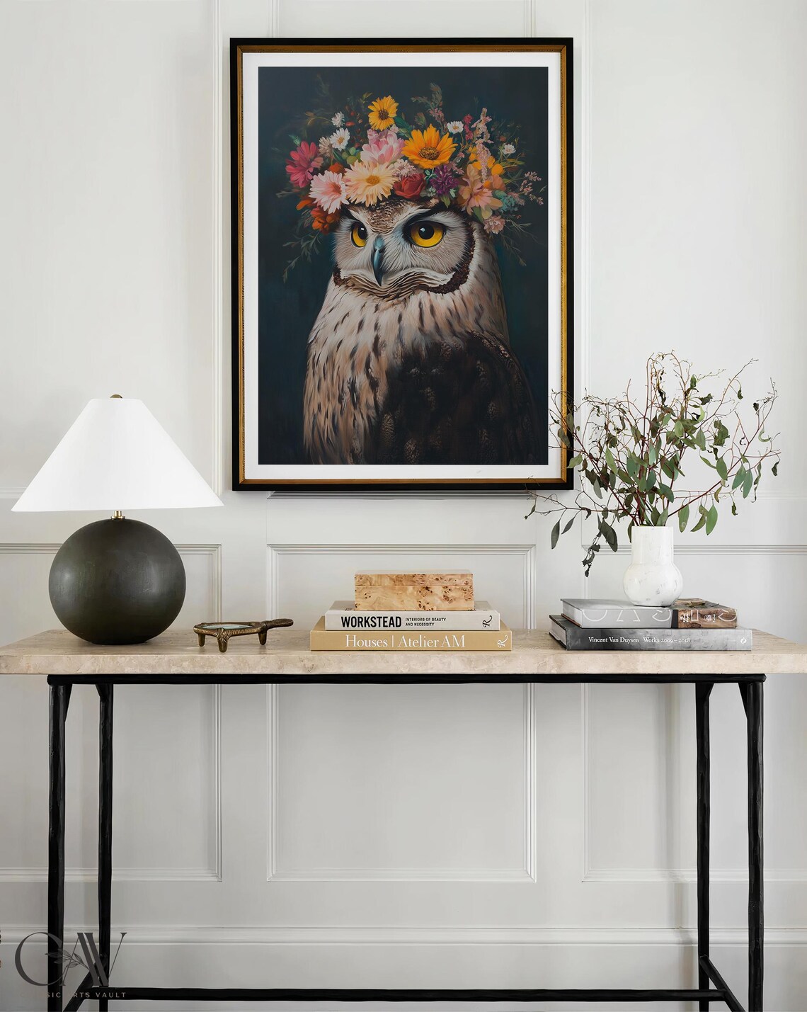 Owl Maximalist Eclectic Animal Portrait Art Print - Image 4