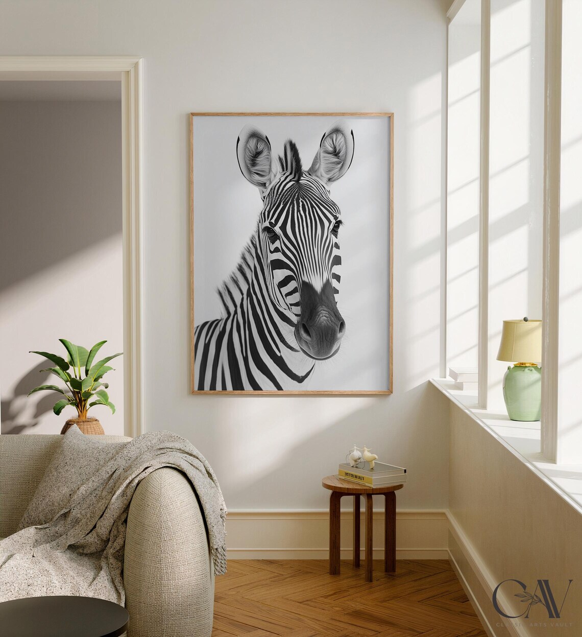 Zebra Black and White Photography Portrait Animal Photo Wall Art - Image 2