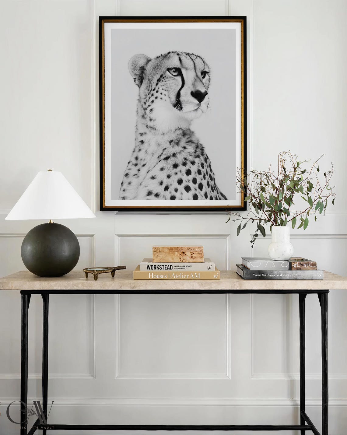 Black and White Cheetah Profile Looking Aside Photography Poster - Image 4