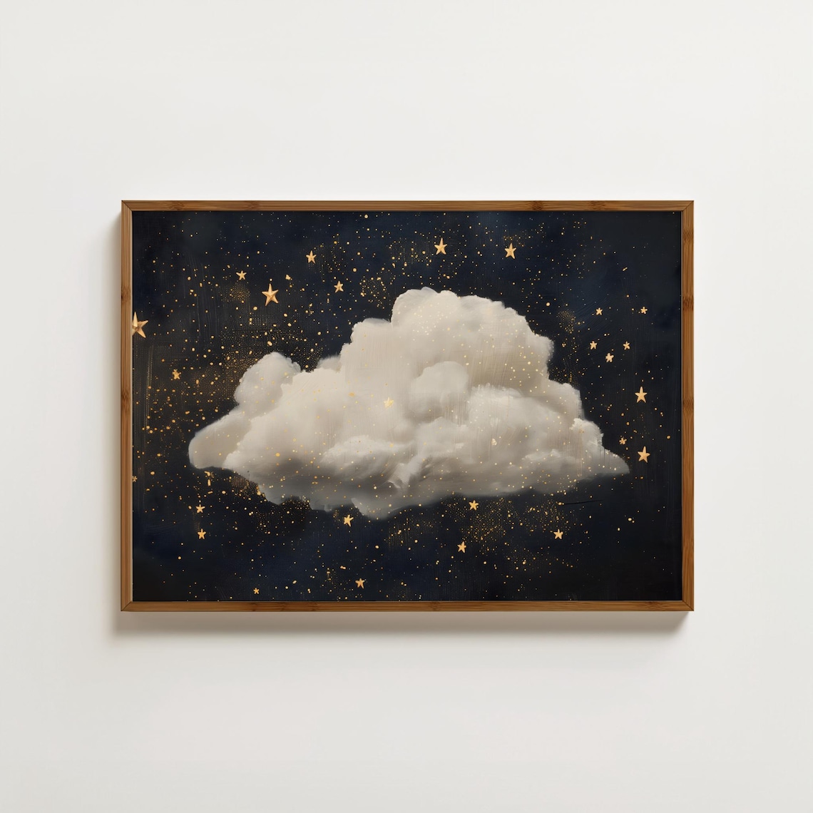 Starry Cloud Vintage Art Print, Dark Academia Night Sky