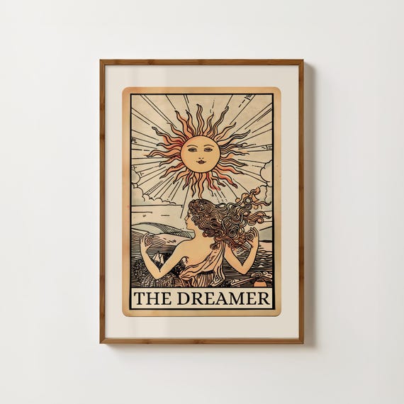 The Dreamer Tarot Card, Boho Spiritual Art Print