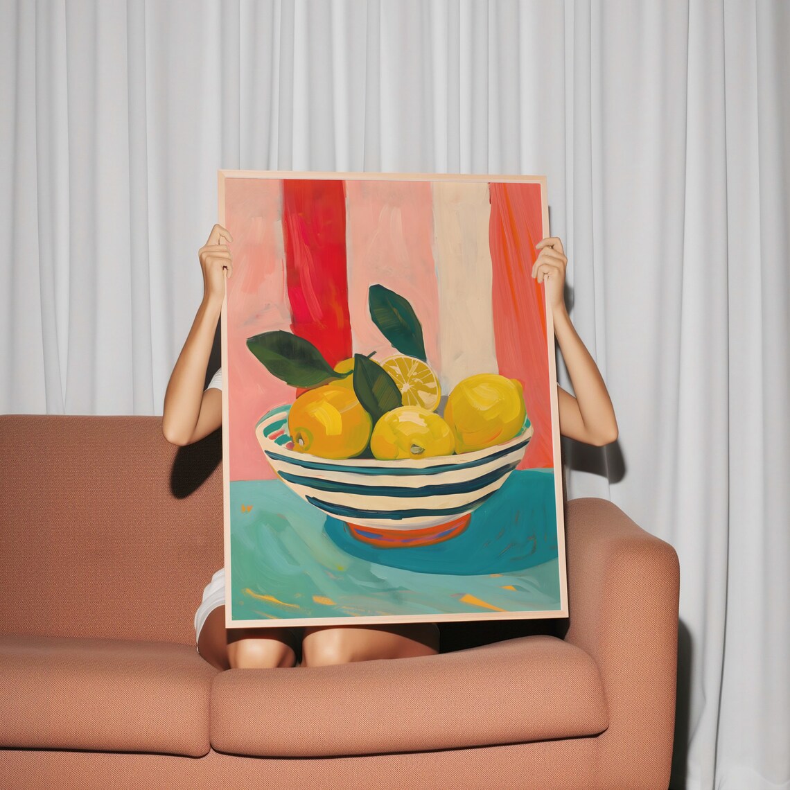 Bowl Of Lemons Print Citrus Fruit Print Lemons Painting Kitchen Print Fruit Market Print Lemon Art Vegan Wall Art Food Print Cute Cafe Decor - Image 2