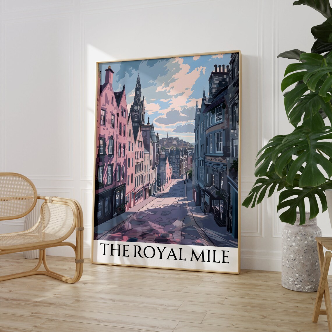 The Royal Mile Colourful Illustrated Street Scene Travel Poster - Image 3
