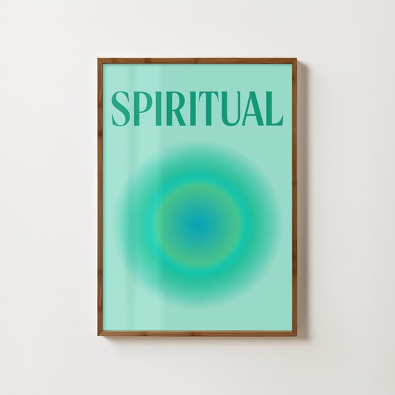 Spiritual in Green Aura Typography Gradient Calm Mindfulness Poster