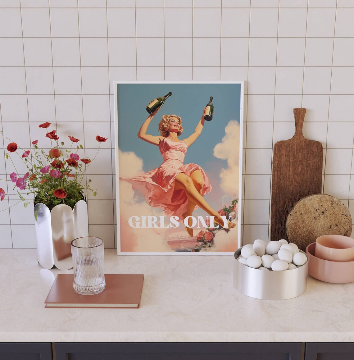 Girls Only Retro Print Feminist Poster Feminism Wall Art Funny Feminist Gifts Pink Wall Art Womens Rights Pro Choice Female Empowerment - Image 2