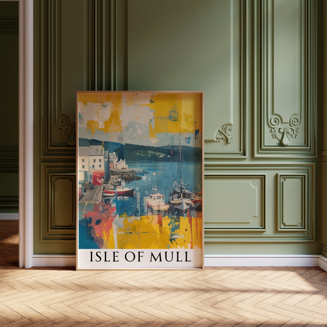 Isle Of Mull Harbour Boats Scotland Scenic Coastal Travel Poster - Image 3