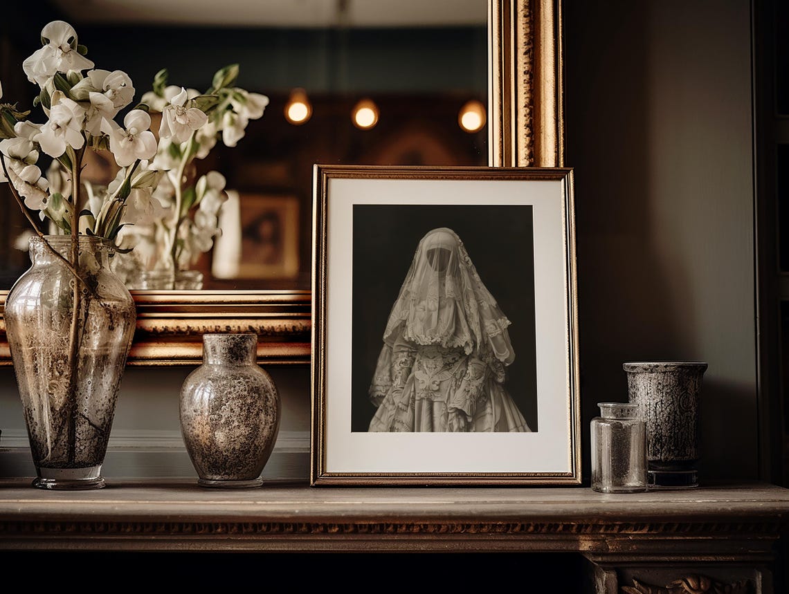 Ghost Bride Lace Veil Gothic Victorian Dark Portrait Style Poster - Image 2