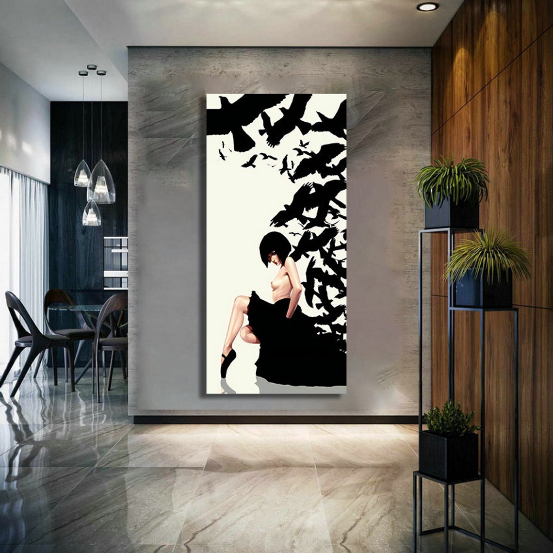 Women And Birds Abstract Painting Sexy Women Art Pop Art Women Print Abstract Women Painting - Image 3