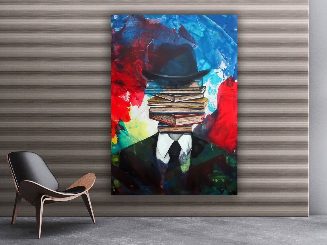 Information Ring Business Man and Books Abstract Painting