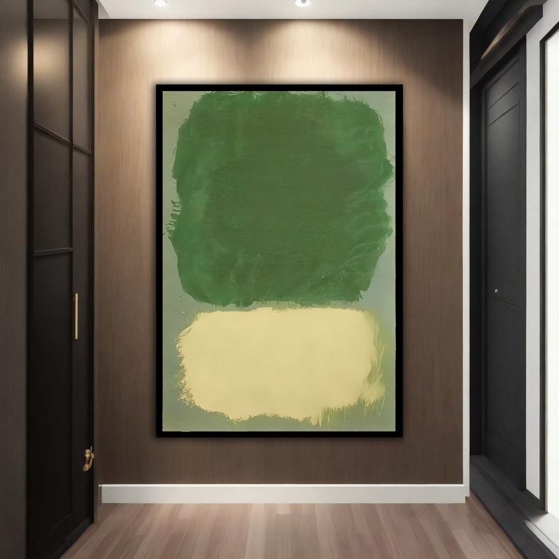 Rothko Style Color Field Green Cream Minimalist Abstract Wall Art